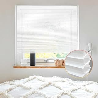 Persianas celulares sem fio, corte fácil, ajuste, tamanho sem fio, sem perfuração, favo de mel, persianas para casa, cozinha, escritório, fácil de instalar, sem necessidade de ferramenta, luz branca