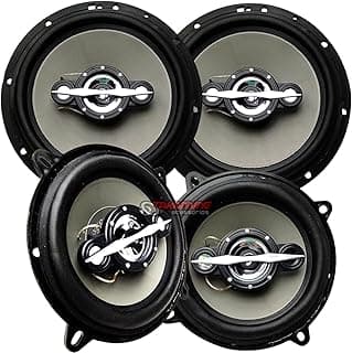Kit de alto-falantes automotivos Leson 5 e 6 polegadas, pretos e cinza, quatro unidades.