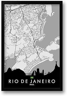 Quadro Mapa Urbano Cidade do Rio de Janeiro - 40x60cm
