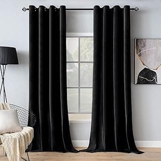 Cortinas pretas de veludo MIULEE para escurecimento de quarto, 246 cm de comprimento, blackout com ilhós, isolamento térmico