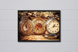 Quadro Decorativo Relógios Vintage com Moldura E Acetato Tamanho A3