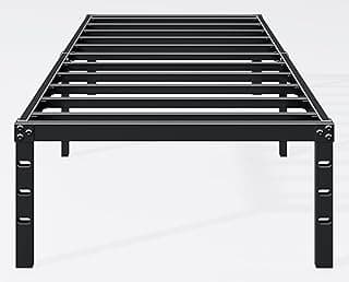 Estrutura de cama de solteiro de metal preto, fácil montagem, resistente