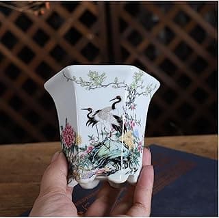 Vaso de flores de cerâmica retrô estilo chinês, 9,8 cm, 10 cm, recipientes de plantas para cultivar bonsai em miniatura