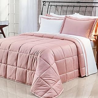Edredom Casal King Aspen Tecido 400 Fios Egípcio 100% Algodão 03 Peças - Rosa Chá