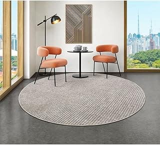 Tapetes São Carlos – Tapete Mariana Prata (Redondo) | Design Listrado, Moderna em Polipropileno | Lavável e Sofisticado p/Sala de Estar | 1,2cm x 1,3m x 1,3m Redondo