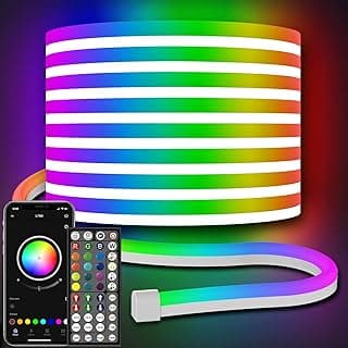 AILBTON Luzes de Corda de Néon Led 32,8 Pés, Controle com Aplicativo/Remoto, Luzes de Corda Led Flexíveis, Vários Modos, Luzes de Néon Rgb Externas Ip65 À Prova D'Água, Luzes de Tira de Néon Led para