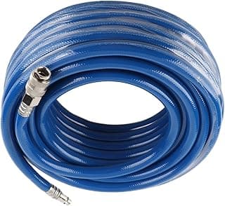 Mangueira de ar azul espiralada com conectores metálicos para compressores de ar, 50 pés de comprimento