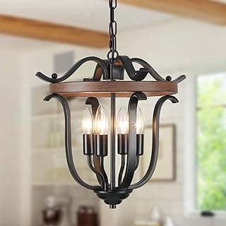 Lustre preto vintage com 4 luzes para sala de jantar