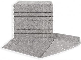 Kit 05 Tapetes para Banheiro Cinza Antiderrapante Grosso 550g/m² 45x70cm 100% Algodão