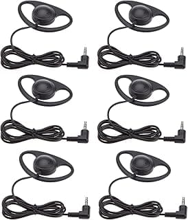 Eacam Fone de Ouvido único Fone de Ouvido Mono para Escritório Com Fio 3,5 Mm Em Forma L Gancho Dobrável Com Driver 23 Mm para Reu (6 unidades)