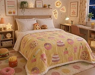 Manta Cobertor Infantil Dupla Face com Sherpa, Brilha no Escuro, Estampas Divertidas Doces, 100% Poliéster, 200x210 cm
