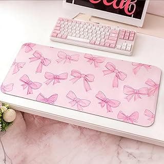 Protetor de mesa antiderrapante à prova d'água para mouse, escrivaninha, escritório, casa, borrão para laptop, 59,9 cm x 30 cm, rosa