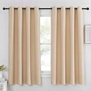 Cortinas bege para janela com redução de luz e privacidade, 132 x 160 cm, 1 peça.