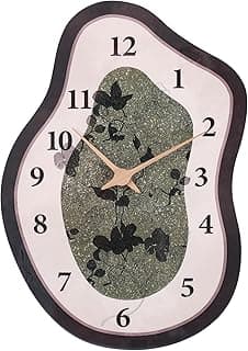 Relógio de parede com mostrador verde e preto, sem tique-taque, silencioso, operado por bateria.