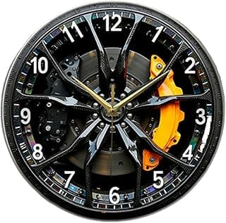 Relógio de parede em formato de roda de carro, ornamento de parede, relógio decorativo para sala de estar, quarto infantil, escritório e decoração de, 25cm