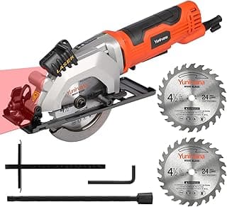 Yunirvana - Mini serra circular de 4 amperes, 3500 rpm com guia a laser, adaptador de aspirador, chave de lâmina e guia de rasgamento, máximo Profundidade de corte de 90 ° (1-5/8 polegadas), 1-1/10