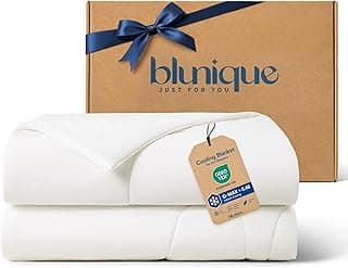 Edredom refrescante de bambu branco em embalagem marrom com fita azul