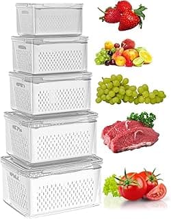 Kit 5 organizadores de cozinha transparentes com alimentos variados