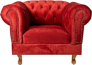 Poltrona Duque Chesterfield Capitonê - Suede Vermelho