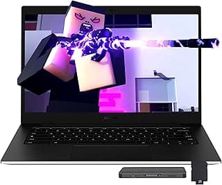 Samsung Notebook Galaxy Chromebook Go de 14 polegadas aberta com tela exibindo um avatar de jogo.