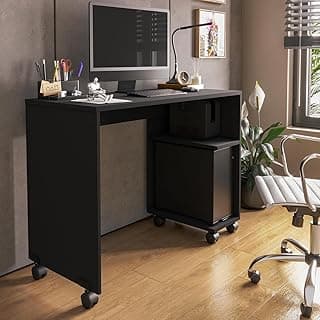 Escrivaninha Beauty Mesa Computador Notebook Nicho Para Gabinete E Rodízios (preto)