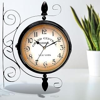 Relógio de parede industrial vintage duplo preto e bege para decoração interna