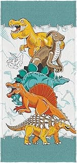 Toalha de banho com estampa de dinossauros coloridos