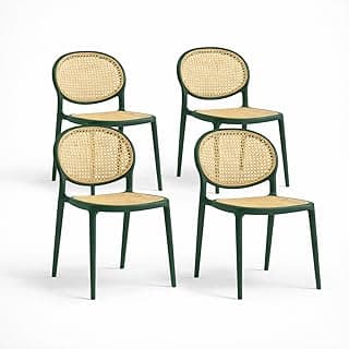 Kit com 4 Cadeiras Dubai, Sem Braço, Conjunto de Cadeiras para Sala de Jantar (Verde)