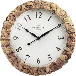 Relógio de parede Presentime & Co. Farmhouse, 35,5 cm, jacinto de água, branco e marrom.