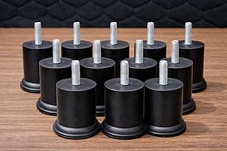Kit Pés Redondos Para Sofá, Cama Box, Puff e Móveis de Madeira 6cm x 6cm - Preto, Polietileno, Parafuso Universal 5/16, Não Danifica o Piso (10)