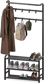 Simple Houseware Cabide com prateleira de armazenamento, preto