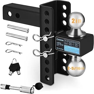 Engate de reboque ajustável preto e prata com esfera de 5 cm e 6 mm