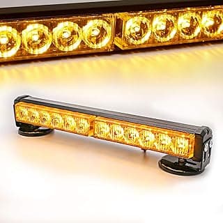 Amber Wireless Battery Traffic Advisor Luzes de Emergência Baliza LED Luz de Aviso Estroboscópica Mini Flash de Perigo de Arado de Teto com Base Magnética e Plugue Recarregável de 12 V (Amarelo,