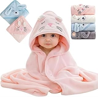 Toalha de banho infantil rosa com capuz em forma de gato, macia e super absorvente.