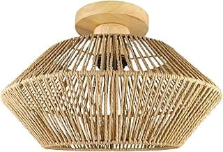 Luminária de mão estilo boêmio com cúpula de cesta de vime, sem lâmpada
