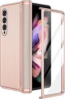Capa protetora de policarbonato dourada para Samsung Galaxy Z Fold 3 com protetor de tela embutido