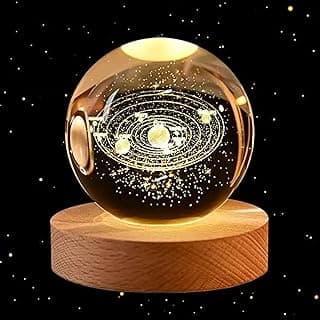 Luminária LED de Mesa – Bola de Cristal 3D Space Brilhante (Sistema Solar)