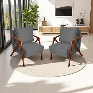 Kit 2 Poltronas Para Sala Decorativas Shine Cadeiras Reforçadas Para Recepção Manicure Sala De Espera Consultório Escritório Confortável Em Madeira Maciça Castanho Suede Cores (Cinza)