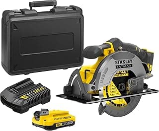 Stanley Serra Circular para Madeira 185mm, Ferramenta com Bateria 2Ah SB202, com Carregador Bivolt e Maleta de Ferramentas, Modelo SBC550D1K, 20V
