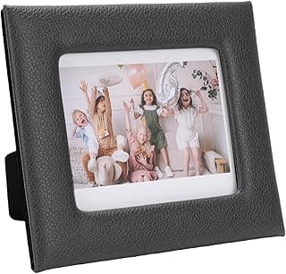 Porta-retratos de mesa preto com detalhes de couro requintados