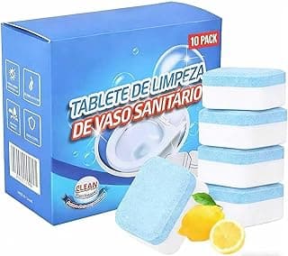 Caixa de pastilhas de limpeza para vaso sanitário com 10 unidades, fundo branco