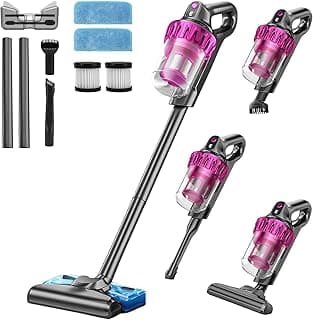 Aspirador de pó vertical sem fio, com cabeça de escova transparente, acessórios e pano