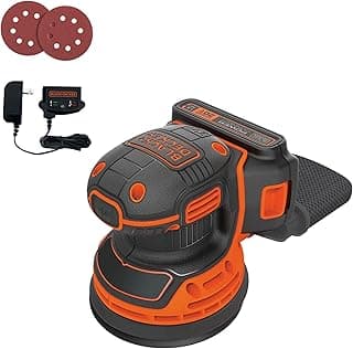 Lixadeira orbital aleatória BLACK+DECKER MAX* 20V sem fio com carregador e discos de lixa