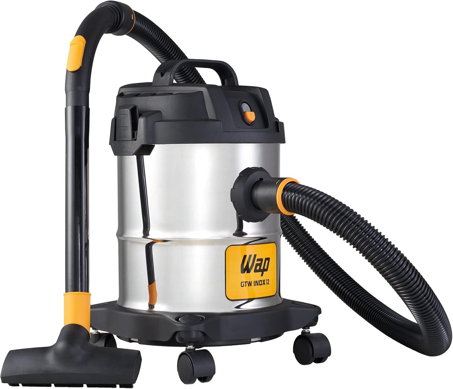 WAP Aspirador de Pó e Água Barril GTW INOX 12, Compacto, 12 Litros, com Filtro Lavável, 160mbar 1400W 220V