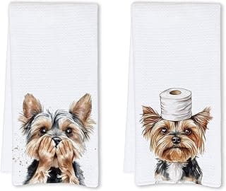 Yorkshire Terrier Presentes Toalhas de Mão de Banheiro, Presentes Yorkie para Mulheres, Toalhas de Mão Engraçadas de Cachorro Yorkie para Spa Yoga Banheiro Decoração de Banheiro, 40 x 61 cm