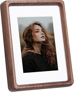 Porta-retrato pequeno de madeira 18 x 12,7 cm, com tapete para foto 12,7 x 9 cm, molduras pequenas de madeira de nogueira natural, moldura de mesa para decoração de casa (nogueira)