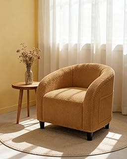 GarveeHome Accent Barrel Chair Boucle Club Poltrona de sherpa peluda adequada para sala de estar, quarto, sala de recepção, escritório (amarelo)