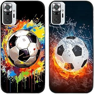 Capa de telefone Xiaomi Redmi Note 10 Pro Max/Note 10 Pro (4G) com design de futebol em chamas
