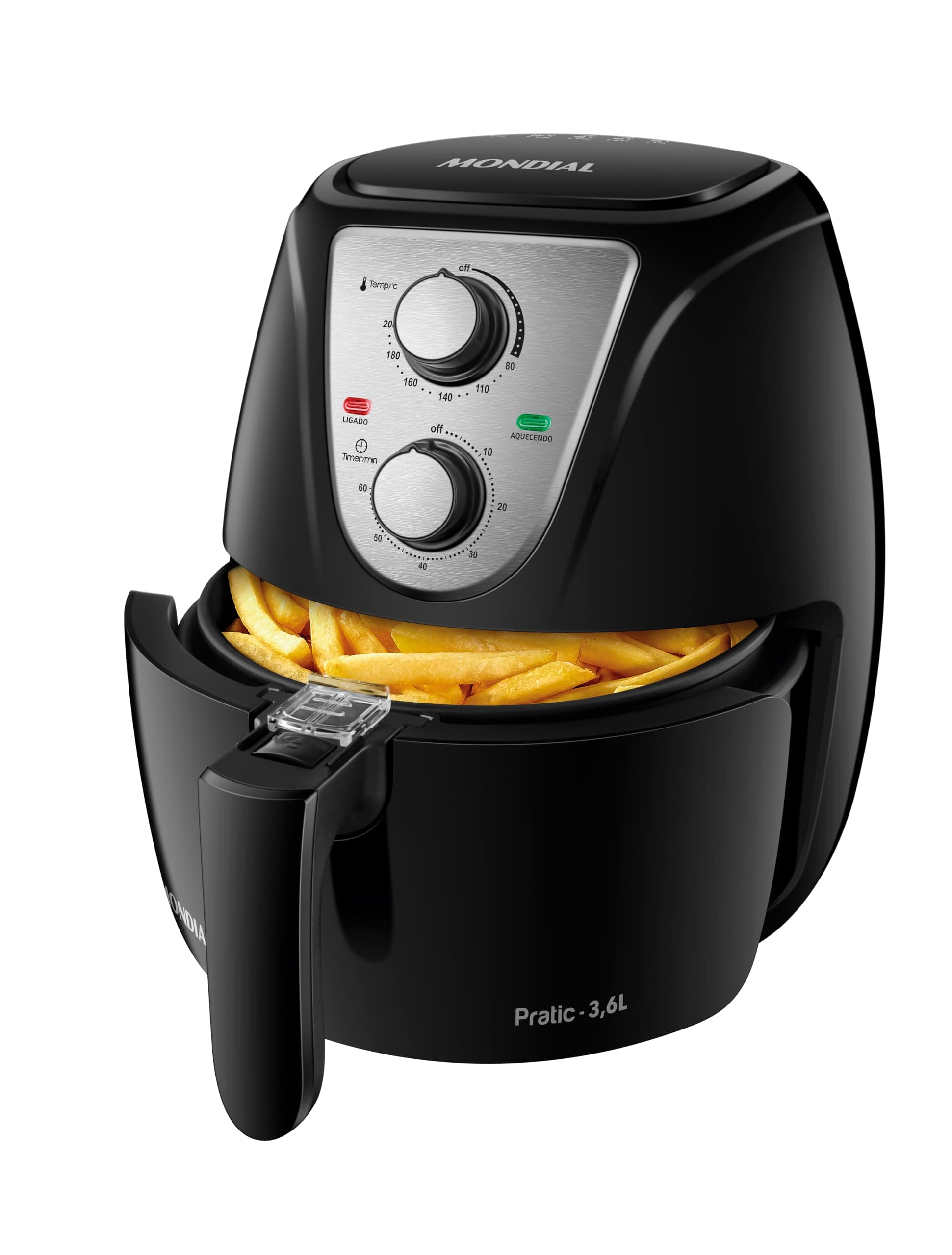 Fritadeira sem Óleo Mondial Pratic 3,6L Tecnologia Circulação de Ar Quente 3,6L Preto Inox 220V