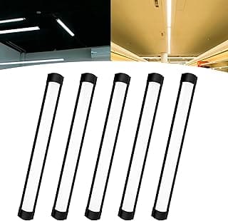 Kit de cinco luminárias tubulares LED lineares pretas de 60cm com luz branca quente